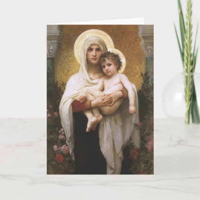Tarjeta Madonna de los Rosas de Bouguereau (Anverso)
