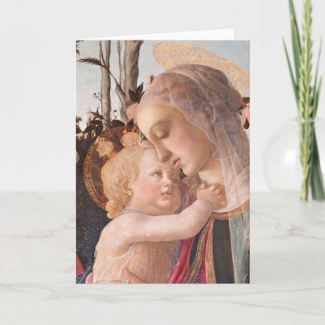 Tarjeta Madonna del Magnífico sujetando al niño Jesús (Anverso)
