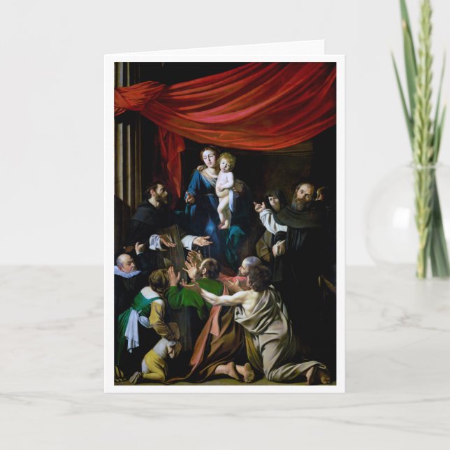 Tarjeta Madonna del Rosario, Caravaggio (Anverso)