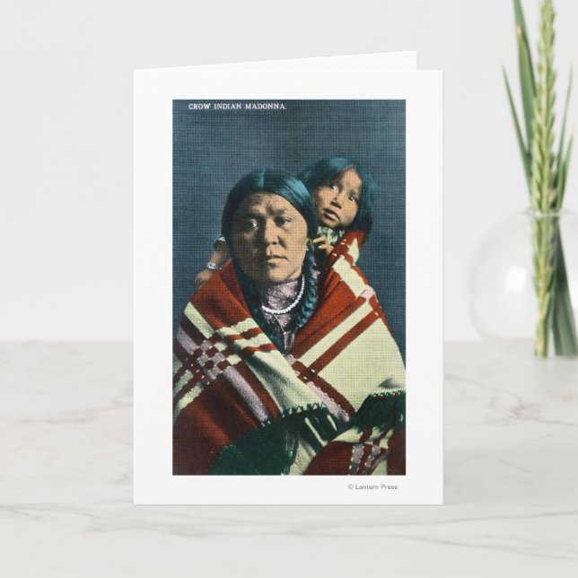 Tarjeta Madonna india de cuervos y niño (Anverso)