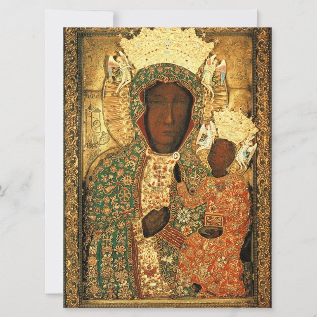 Tarjeta Madonna negra e hijo de nuestra dama Navidades fin (Anverso)