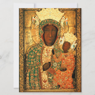Tarjeta Madonna negra e hijo de nuestra dama Navidades fin