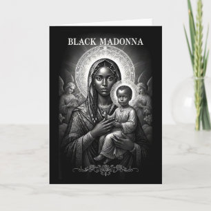 Tarjeta Madonna Negra Madre Negra y Niño Cristiano Bla