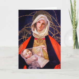 Tarjeta Madonna sosteniendo un niño