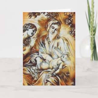 Tarjeta Madonna y Navidades infantiles