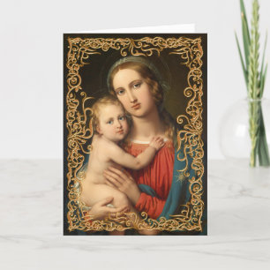Tarjeta Madonna y Navidades infantiles