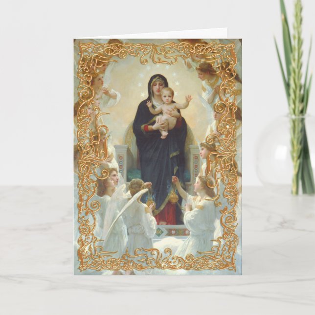 Tarjeta Madonna y Navidades infantiles (Anverso)