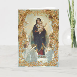 Tarjeta Madonna y Navidades infantiles