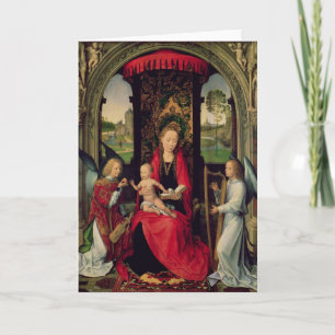 Tarjeta Madonna y niño con dos ángeles