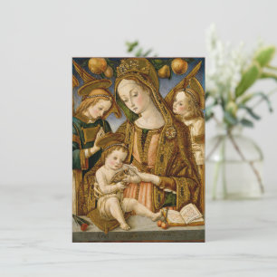 Tarjeta Madonna y niño con dos ángeles