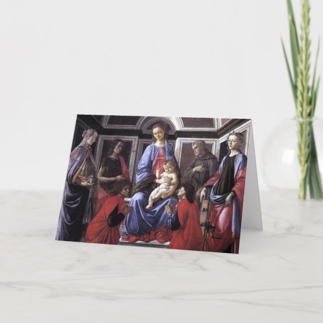 Tarjeta Madonna y niño con seis santos - Botticelli (Anverso)