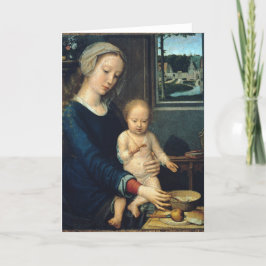 Tarjeta Madonna y niño con sopa de leche - Gerard David