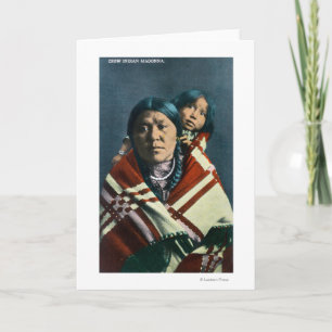 Tarjeta Madonna y niño indios cuervos