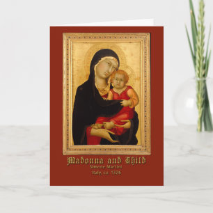 Tarjeta Madonna y saludo de Simone Martini del niño