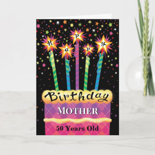 Tarjeta Madre 50.º Pastel de Cumpleaños