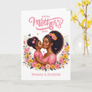 Tarjeta Madre afroamericana e hija Feliz día de la madre