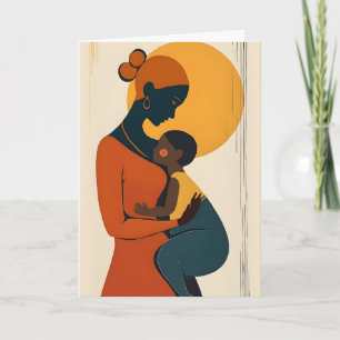 Tarjeta Madre afroamericana y niño Día de la Madre