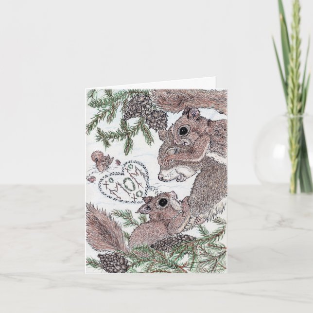 Tarjeta Madre ardilla con bebés (Anverso)