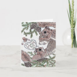 Tarjeta Madre ardilla con bebés