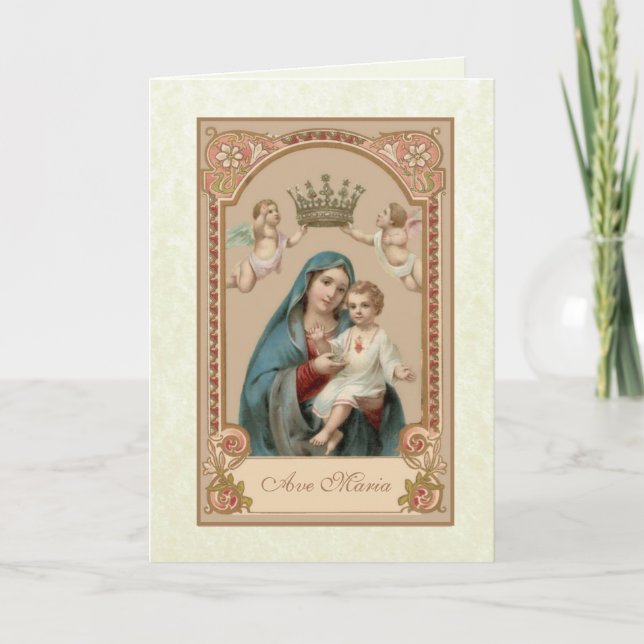 Tarjeta Madre bendita religiosa María Niño Jesús (Anverso)
