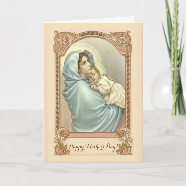 Tarjeta Madre católica Maria del Día de la Madre (Anverso)