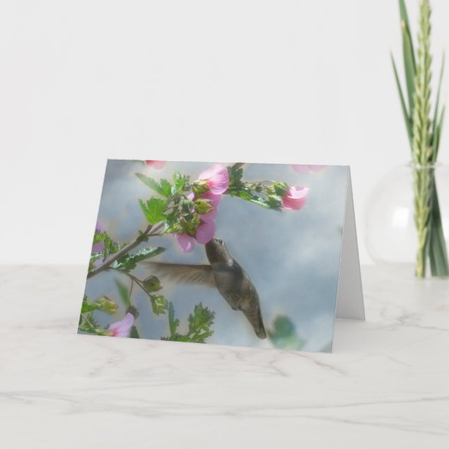 Tarjeta Madre Colibrí y Flor Feliz cumpleaños (Anverso)