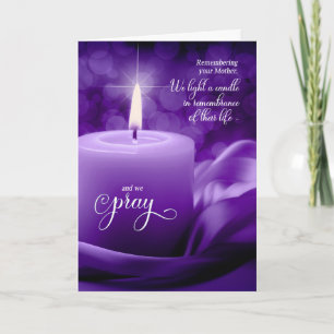 Tarjeta Madre conmemoración aniversario muerte Vela púrpur