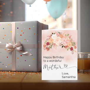 Tarjeta Madre Cumpleaños Acuarela Floral Melocotón Persona