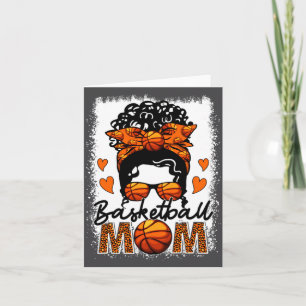 Tarjeta Madre de baloncesto leopardo moño desordenado día