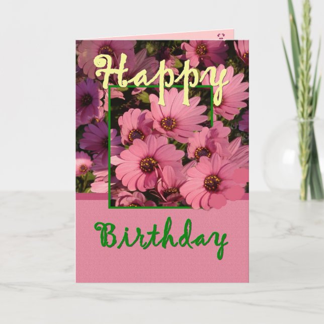 Tarjeta MADRE DE DIOS - Cumpleaños con flores de margarita (Anverso)