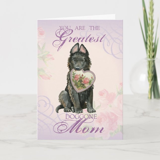 Tarjeta Madre del Corazón de Sheepdog belga (Anverso)