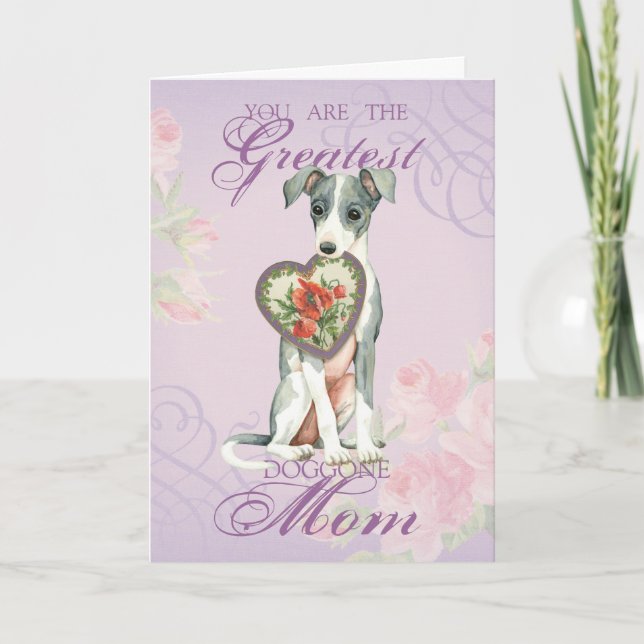 Tarjeta Madre del corazón del Greyhound italiano (Anverso)