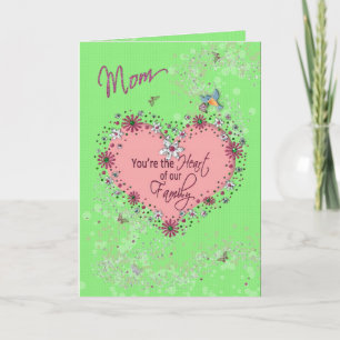 TARJETA MADRE DEL FELIZ CUMPLEAÑOS - CORAZÓN DE LA FAMILIA
