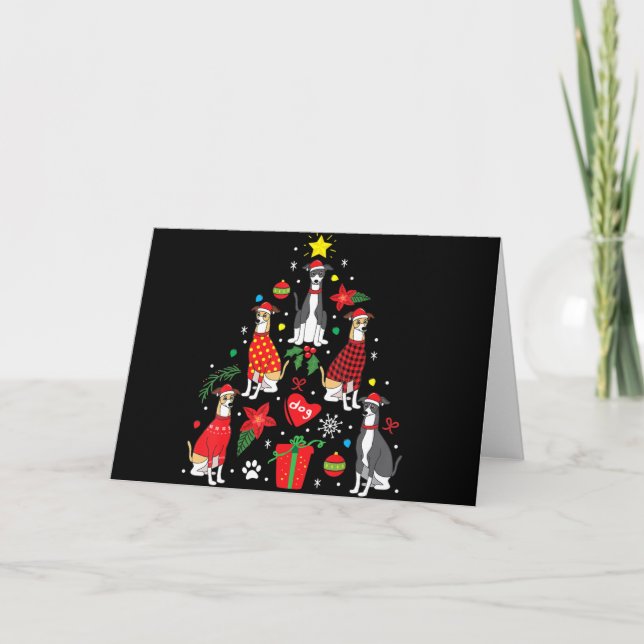 Tarjeta Madre del perro del árbol de ornamentos de Navidad (Anverso)