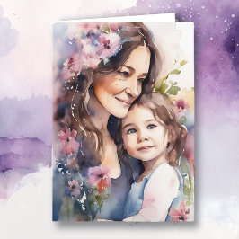 Tarjeta Madre dulce y hija morado | Día de la madre