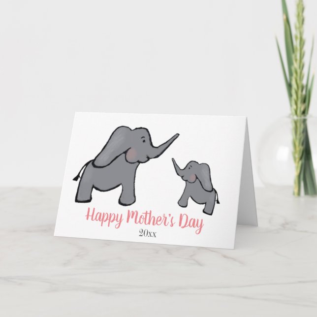 Tarjeta madre e hijo de elefante del Día de la Mad (Anverso)