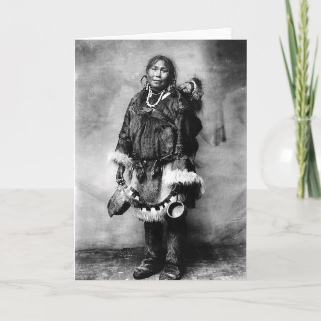 Tarjeta Madre e hijo esquimales (Anverso)