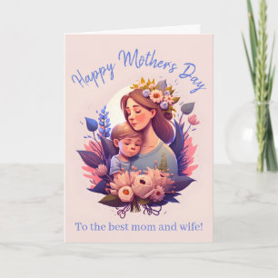 Tarjeta Madre e hijo feliz día de la madre