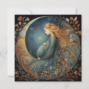 Tarjeta Madre Embarazada Floral Celestial Día de la Madre