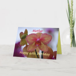 Tarjeta Madre feliz 90 cumpleaños orquídea a rayas