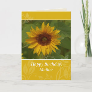 Tarjeta Madre feliz cumpleaños con girasol dorado