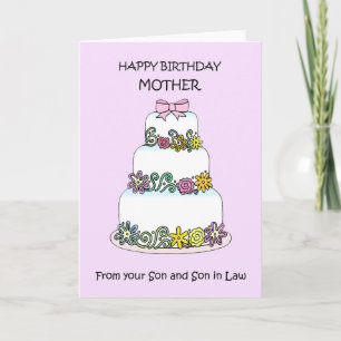 Tarjeta Madre feliz cumpleaños de su hijo y su hijo en la 