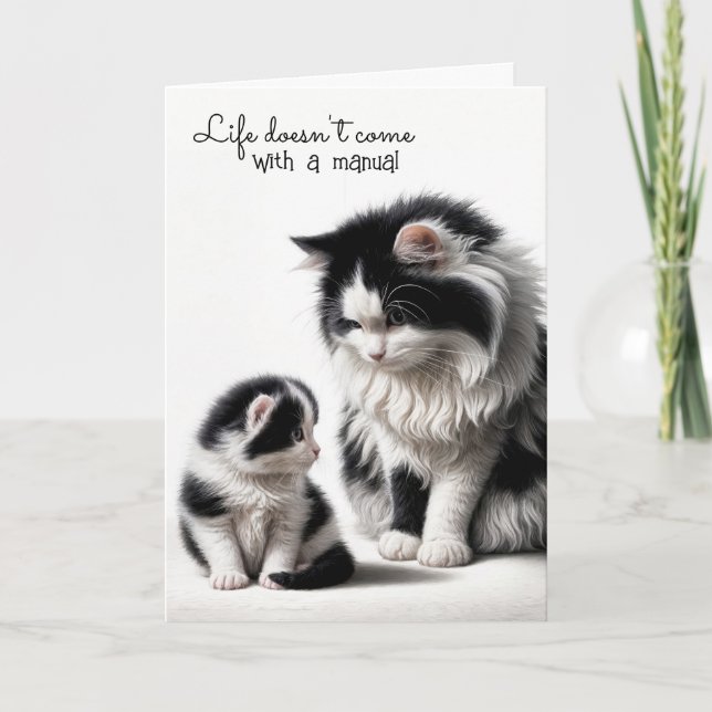Tarjeta Madre gata y gatito (Anverso)