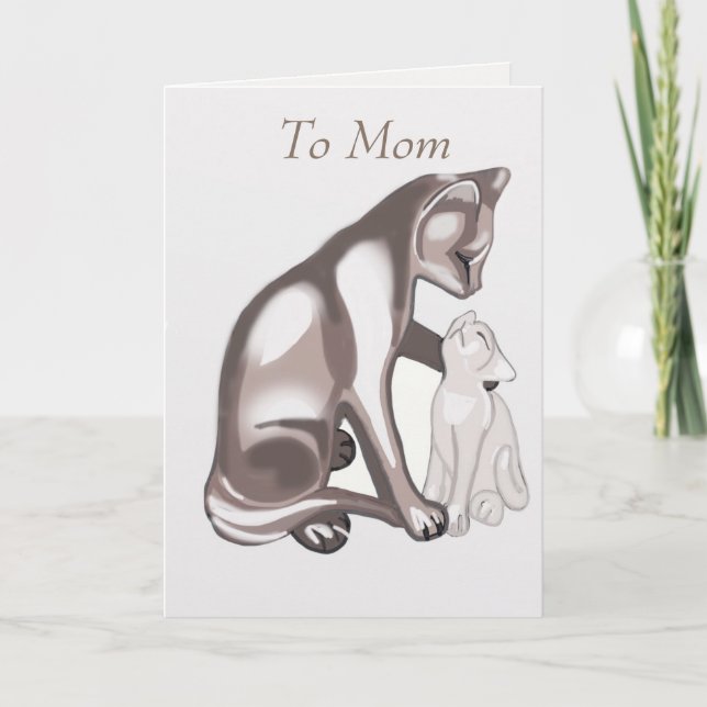 Tarjeta Madre gata y gatito (Anverso)