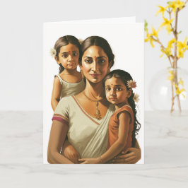Tarjeta Madre india e hijas gemelas, Día de la Madre