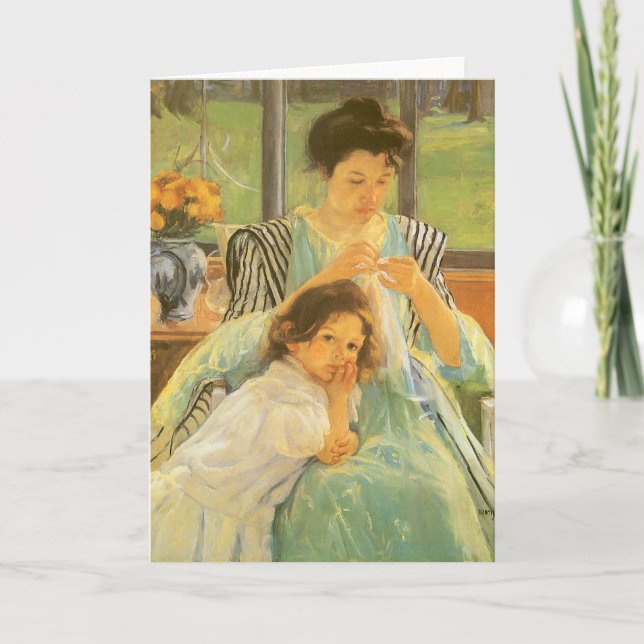Tarjeta Madre joven masticando por Mary Cassatt, arte vint (Anverso)