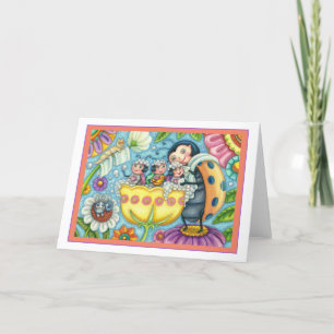 Tarjeta MADRE LADYBUG Y NIÑOS, BAÑO DE BURBUJA DE TULIP en