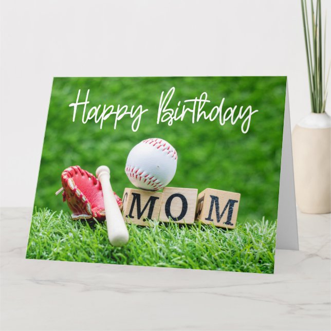 Tarjeta Madre madre de beisbol feliz cumpleaños (Anverso)
