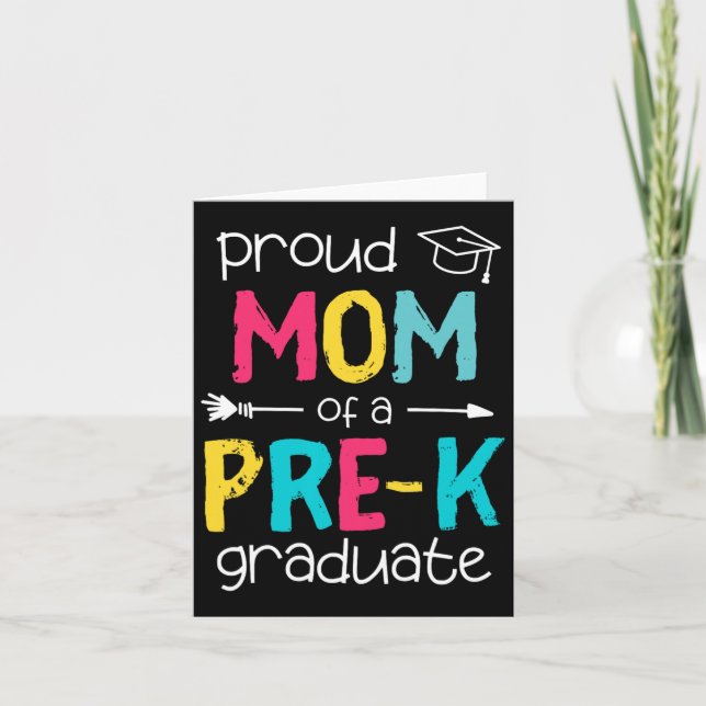 Tarjeta Madre madre prek familia de preescolar con graduad (Anverso)