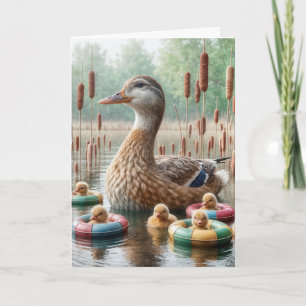 Tarjeta Madre mallard con ducks